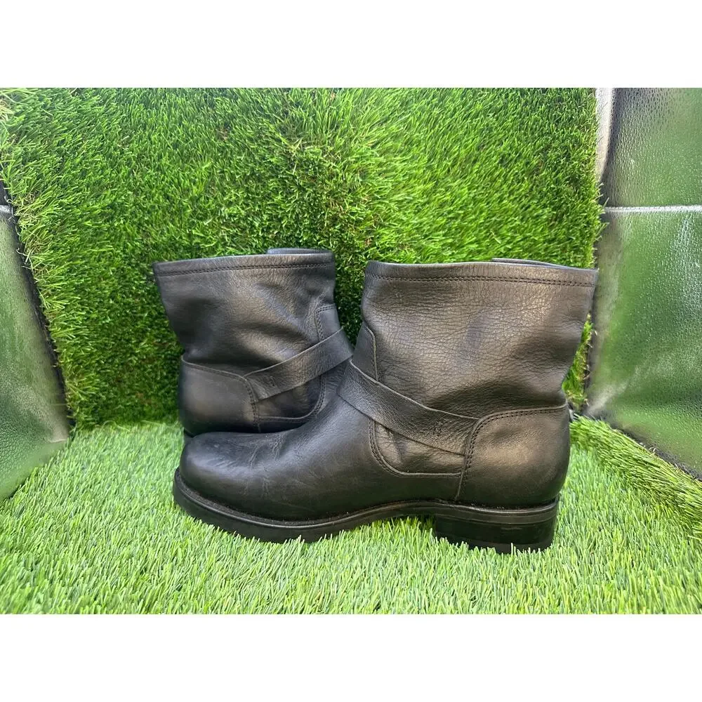 VTG Frye Veronica 3470543-BLK Ankle Bootie Boot Women's 8.5B Black Leather Moto